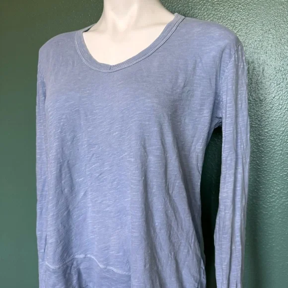 Wilt Made In USA Medium Light Dusty Blue Shirt Long Sleeve Flowy Tiered Top - Picture 2 of 8